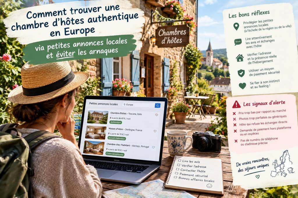 Comment trouver une chambre d'hôtes authentique en europe via petites annonces locales et éviter les arnaques